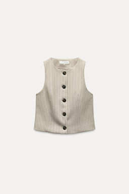 STRIPED HERRINGBONE WAISTCOAT - Zara фото 5