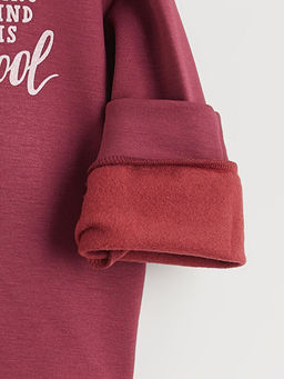 Bask?l? K?z ?ocuk Sweatshirt ve Pantolon 2li