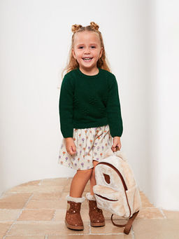 Bisiklet Yaka Uzun Kollu K?z Bebek Elbise