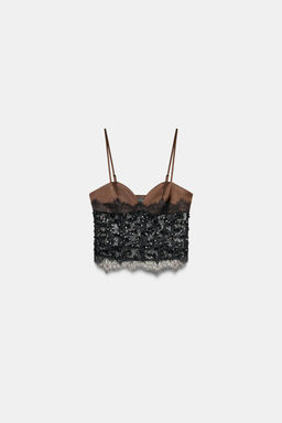 COMBINED SEQUIN CORSETRY-INSPIRED TOP - Zara фото 5