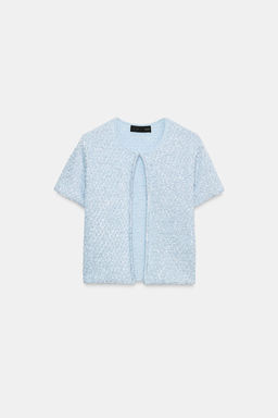CHAQUETA PUNTO LENTEJUELAS HILO METALIZADO / Azul claro - Zara фото 6