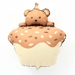 Цена за 3 шт. Воздушный шар фольгированный 29" «Кекс и медвежонок», фигура, матовый