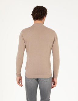 Базовый свитер стандартного кроя светло-коричневого цвета с водолазкой длиной в четверть - Cacharel фото 12