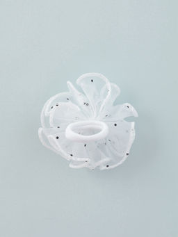 Цена за 6 шт. Бант для волос на резинке «Школьница», воздушная волна блеск, 7 см, белый