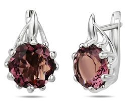 Серьги, родолит синт., СПН00411
