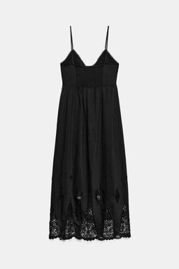 VESTIDO MIDI BORDADOS / Negro - Zara фото 6
