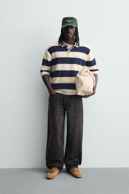 POLO PUNTO RAYAS IRREGULARES / Marino