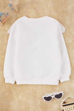 Ekru Pamuklu Duz/Basic Kal?n/Ici Polarl? Regular Orme K?z Cocuk Sweatshirt TKDAW26SW00034 - Trendyolmilla фото 5