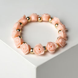 Цена за 2 шт. Браслет пластик «Цветы» розы, цвет кораллово-золотой, d=8 см