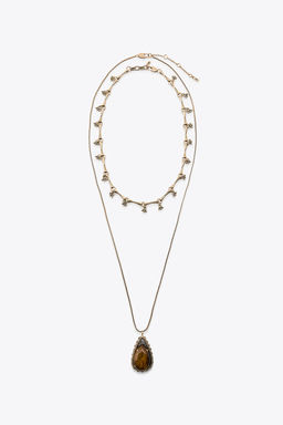 PACK OF 2 METAL NECKLACES WITH STONE - Zara фото 2