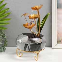 Фонтан настольный «Стрекоза в цветах», от сети, 21×21×34 см