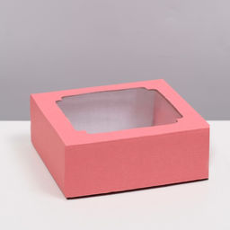 Цена за 5 шт. Коробка сборная, крышка-дно, с окном, красная, 14,5 х 14,5 х 6 см - UPAK LAND фото 2