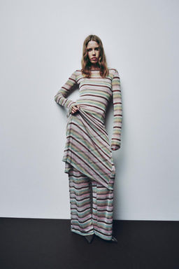 LONG METALLIC THREAD STRIPED DRESS - Zara фото 2