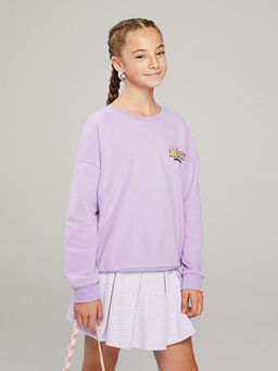 Bisiklet Yaka K-Pop Bask?l? Uzun Kollu K?z ?ocuk Sweatshirt - Waikiki фото 2