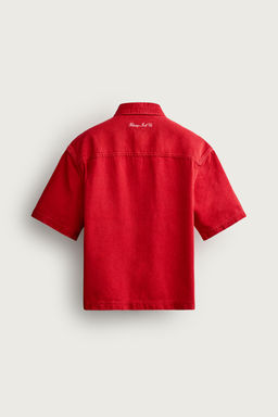 SOBRECAMISA BOXY FIT BORDADO PARCHES / Rojo - Zara фото 9