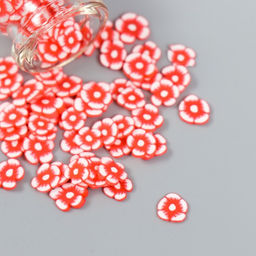 Цена за 3 шт. Декор для творчества пластик Цветок. Красно-белая петуния, набор 8 г, 5?2?2 см