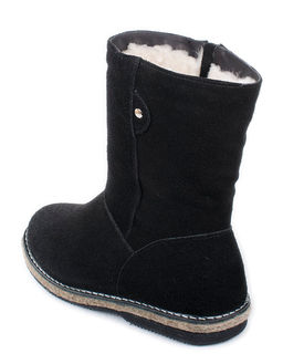 Полусапоги женские на войлочной подошве., Черные. Замша. Молния. Подклад овчина.