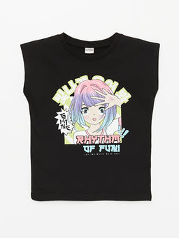 Bisiklet Yaka Bask?l? K?z ?ocuk Atlet