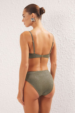 TRENDYOLMILLA Haki Straplez Simli Yuksek Bel Regular Core Bikini Tak?m? TBESS25BT00112  фото 4