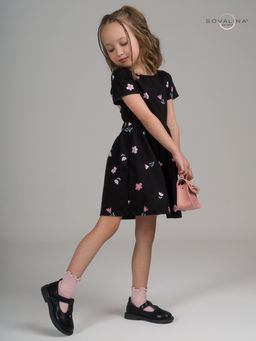 Платье Лето тюльпаны на черном