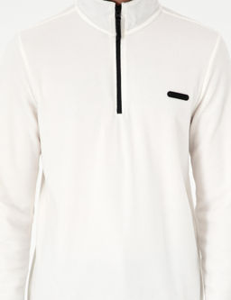 Beyaz Regular Fit Yar_m Fermuarl_ Polar Sweatshirt