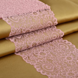 Кружевная эластичная ткань, 190 мм, 2.7±0.5 м, пудровая