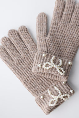 KNIT GLOVES WITH FAUX PEARLS - Zara фото 2
