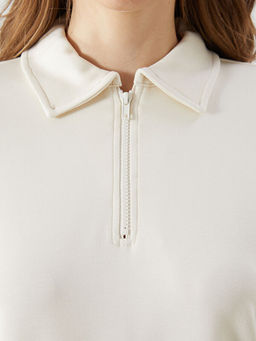 Polo Yaka Oversize Kad?n Sweatshirt
