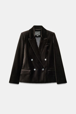 DOUBLE-BREASTED VELVET BLAZER ZW COLLECTION - Zara фото 3