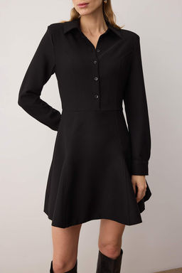 Siyah Mini Dokuma Elbise TWOAW26EL00305