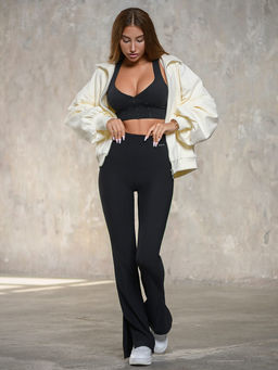 Спортивные брюки клеш в рубчик c разрезами по низу - Eazyway фото 4