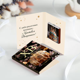 цена за 2 шт Мини-открытка ХВ (Пасха) тёмная с куличом - 8 чудо фото 3