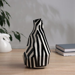 Ваза для цветов «Пикассо», ручная роспись, галочки, 26×11.5 см, керамика, чёрно-белая