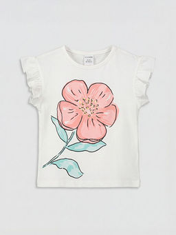 Bisiklet Yaka Bask?l? K?z ?ocuk F?rf?rl? Ti??rt