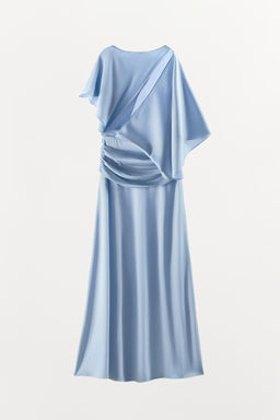 VESTIDO SATINADO ASIM?TRICO CAPA / Azul claro - Zara фото 8
