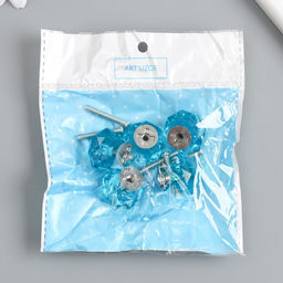 Цена за 5 шт. Ручка для шкатулки металл Кристалл сине-зелёный серебро 2,6х2,6х2,4 см - Арт узор фото 5