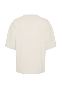 Tas Oversize/Genis Kesim Uzak Dogu Bask?l? %100 T-Shirt TMNSS24TS00035