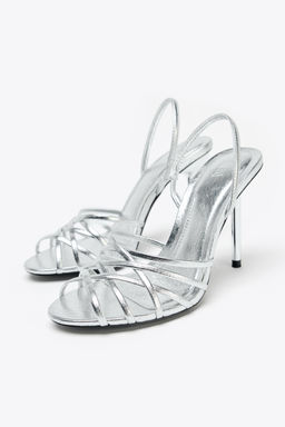 METALLIC-EFFECT HIGH-HEEL SANDALS - Zara фото 5