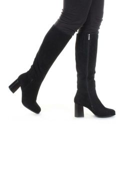 02-K82-B1 BLACK Сапоги зимние женские (натуральная замша, натуральный мех (евромех)) - Фабричный китай фото 3