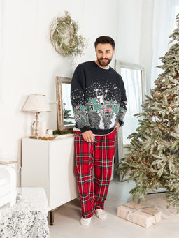 Свитшот мужской синий с новогодним принтом