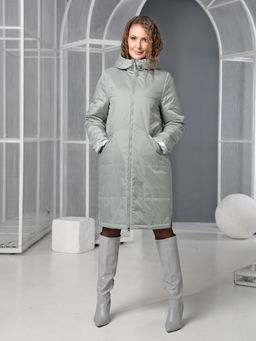 25108 Плащ утепл. серо-зеленый - Dizzyway фото 2