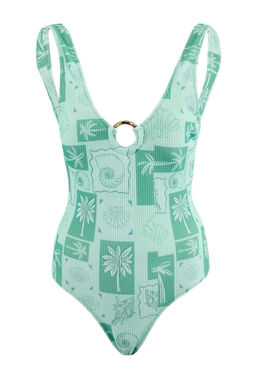 Tropikal Desenli Dokulu U Yaka Kapl? Aksesuarl? Mayo TBESS26MA00033