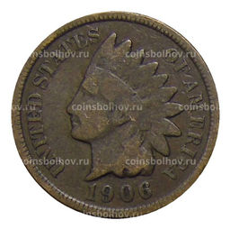 Монета 1 цент 1906 года США