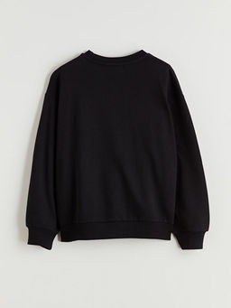 Bisiklet Yaka AC/DC Bask?l? K?z ?ocuk Sweatshirt