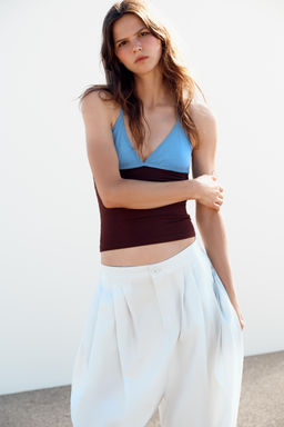 PANTALON VOLUMEN PLIEGUES / Gris azul - Zara фото 2