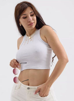 Майка-топ Кашкорсе рубчик лапша - Оптима фото 56