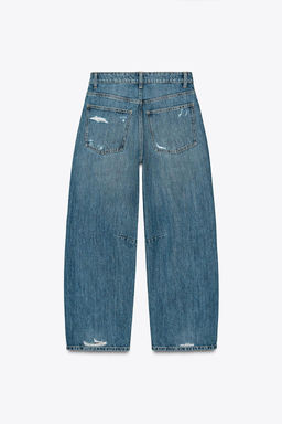 TRF RIPPED MID-RISE BAGGY BALLOON JEANS - Zara фото 10