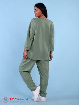 Трикотажный костюм с брюками оливковый К-59 (4)