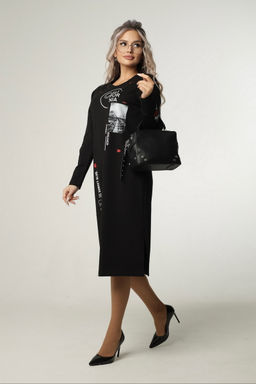 Платье женское П-173 (футер 2х нитка пенье г/к) Чёрная - Elenatex фото 4