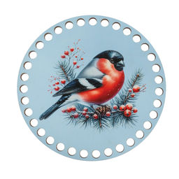 Заготовка для декорирования Love2art ДВ-02 Набор донышек для вязания Матовый фанера d 15 см х 0.4 см 2 шт 08 Снегирь